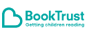 Logotyp BookTrust. Pod spodem napis Getting children reading, obok symboliczna litera B przypominająca serce