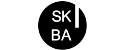 Logotyp SKIBA, litery składające się na napis w czarnym kole